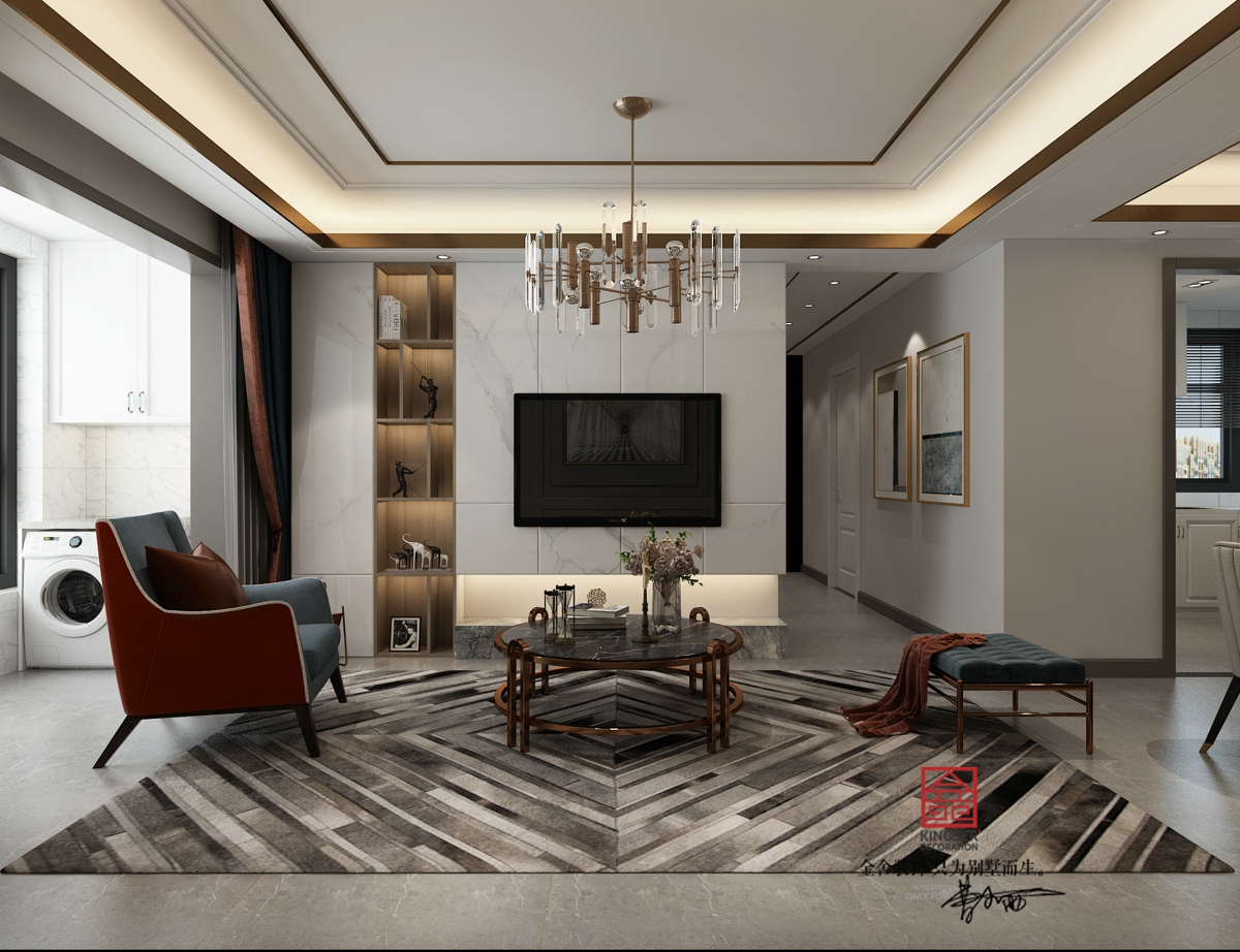 融創(chuàng)中心125平米輕奢風格裝修效果圖