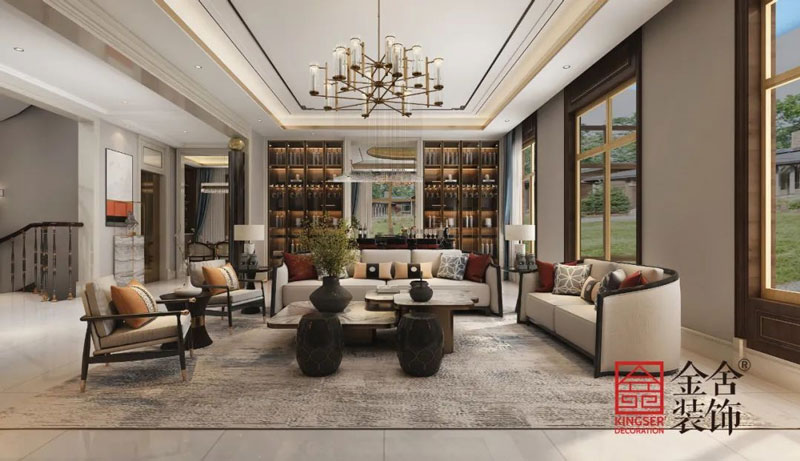 西山林語1400㎡新中式別墅裝修實(shí)景