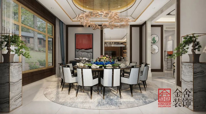 西山林語1400㎡新中式別墅裝修實(shí)景