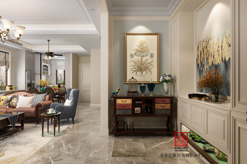 西山林語(yǔ)下疊噴繪260平美式風(fēng)格裝修效果圖