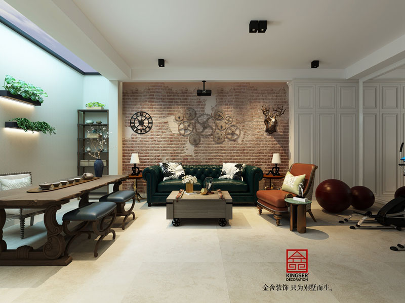 西山林語(yǔ)下疊噴繪260平美式風(fēng)格裝修效果圖