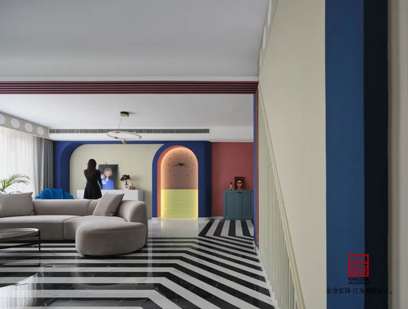 秀水名邸120㎡孟菲斯風(fēng)格裝修設(shè)計