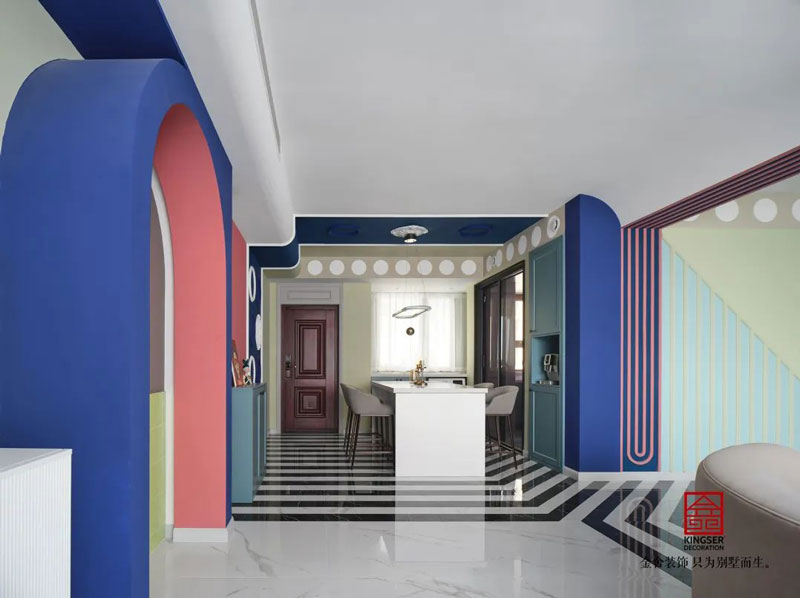 秀水名邸120㎡孟菲斯風(fēng)格裝修設(shè)計