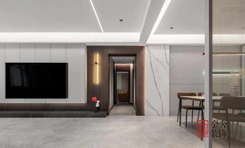 石家莊學校公寓裝修160㎡現(xiàn)代輕奢實景圖