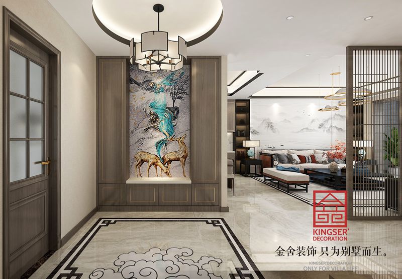 漢王府190平新中式風格裝修玄關效果圖